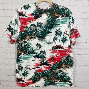 VTG Tommy Hilfiger Shirt Cotton Soft Touch Men Medium Big Spell Out Hawaiian